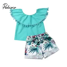 2Pcs Toddler Summer Kid Girls Clothes Tassel Vest Top+Print Shorts Girls Outfits Kids Clothing For Boys Sets