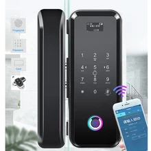 Стеклянный дверной замок цифровой биометрический код блокировки отпечатков пальцев RFID дистанционное управление телефон дверной звонок Офис/Мастерская/магазин открывалка ворот