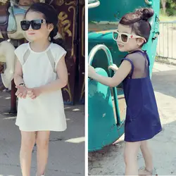 Летнее платье без рукавов платье для маленькой девочки 2 цвета От 2 до 5 лет хлопок + пряжи детские платья