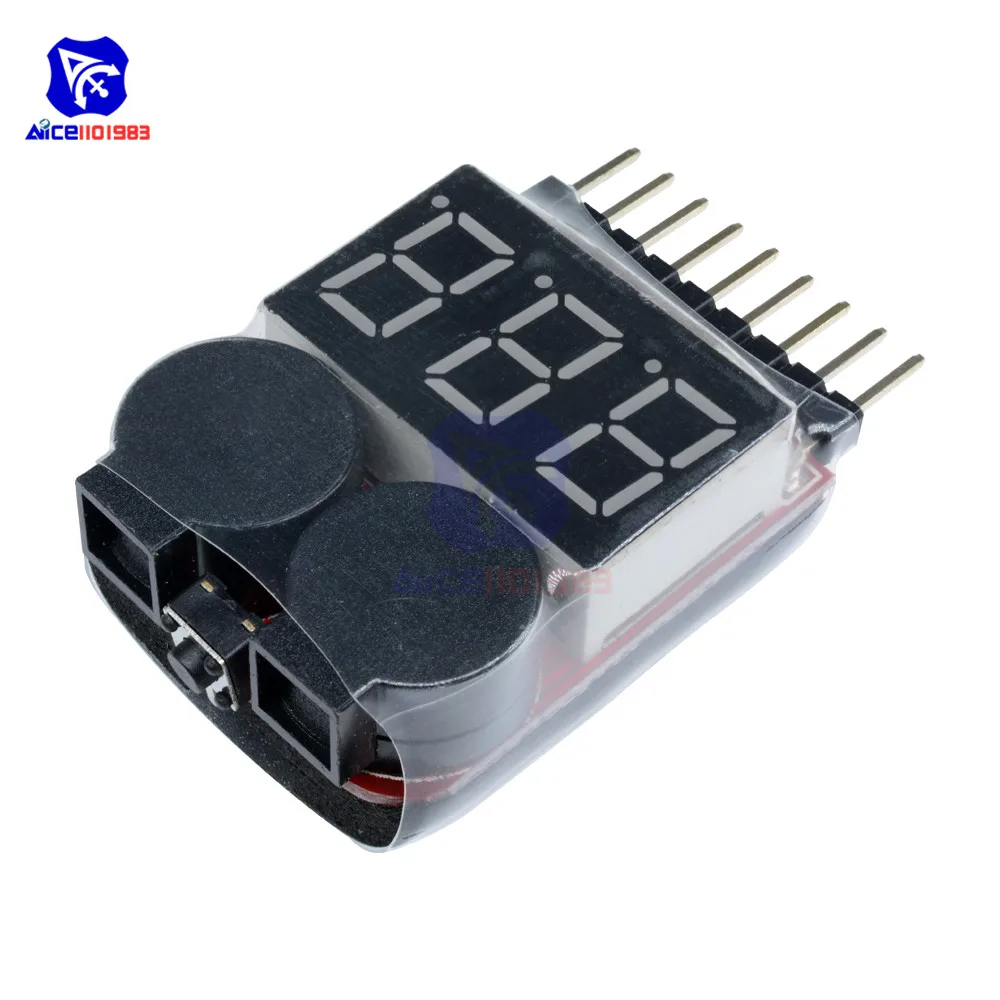 2 в 1 li-ion RC Lipo батарея низкого напряжения сигнал тревоги 1 S-8 S зуммер Индикатор проверки Тестер светодиодный дисплей доска модуль