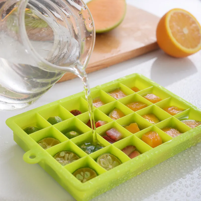 

24 Creative Big Ice Cube Mold Square Shape Silicone Ice Tray Fruit Ice Cube Maker Kitchen Bar Drinking Accessories