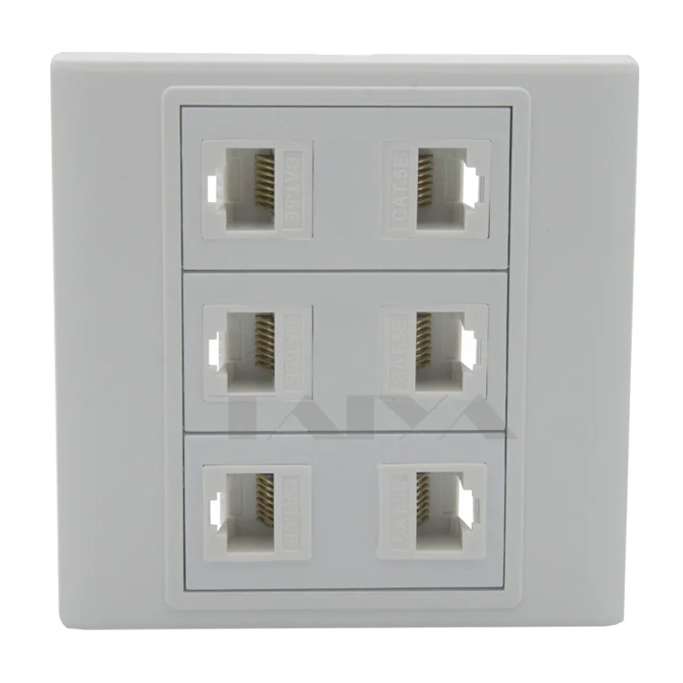 Сетевая настенная пластина RJ45 с 6 портами|network wall plate|wall plate6 port rj45 |