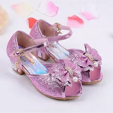 Принцесса Детская Бабочка Сандалии Детская летняя обувь свадебные туфли на шнуровке туфли на высоком каблуке вечерние туфли с блестками для девочек
