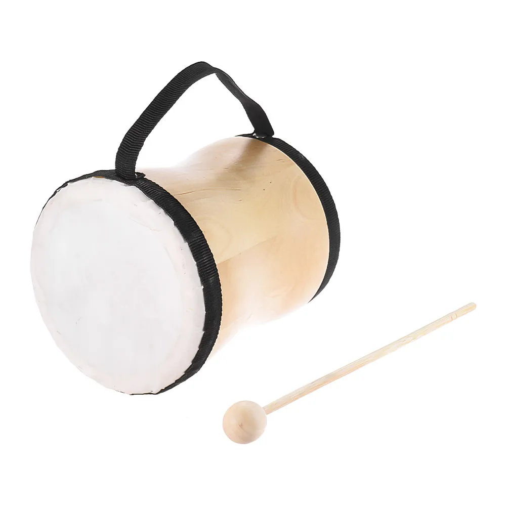 ammoon Wood Hand Bongo Drum Early Education Musical Toy Percussion Instrument with Stick Strap for Kids Children