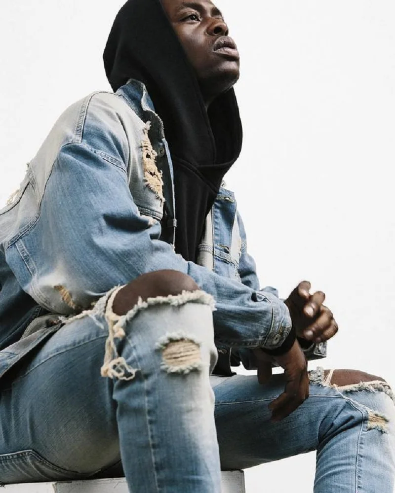 

2016 new kanye west represent Same jeanship hop jeans men light designer rock star destroyed ripped skinny hole distressed jeans