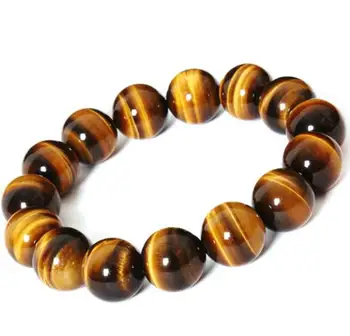 

10mm Natural Yellow Tiger Eye Stone Bead Bracelet