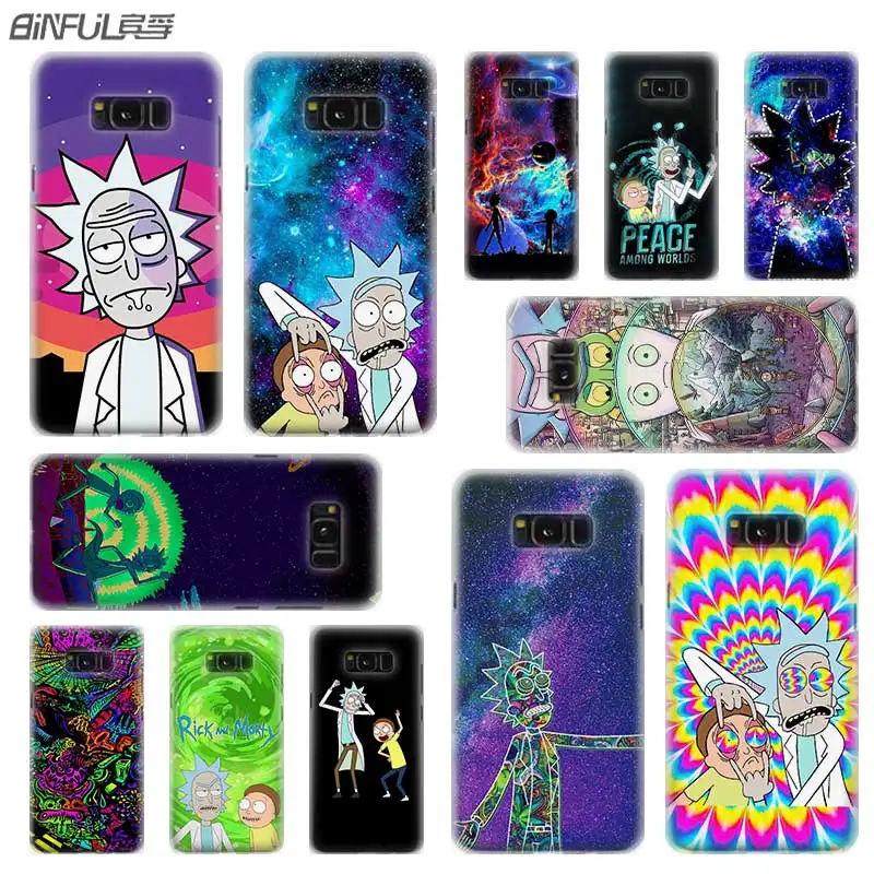

BINFUL case cover hard Transparent for Samsung S9 S8 S7 S6 S5 S4 S10 Edge Plus for Galaxy Note 10 Pro 9 8 rick and morty