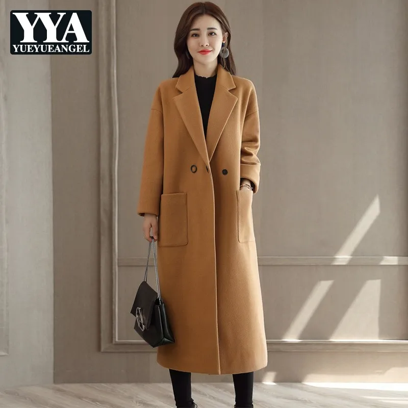 

Woman Coats Winter 2019 Loose Fit Solid Elegant Warm Long Wool Jacket Fashion Clothes Brown Red Pink Coat Female Casaco Feminino