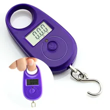 Багажные весы 25 кг* 5 г Мини Фиолетовый Дисплей крючок Висячие рыболовные карманные портативные ЖК-весы цифровые весы