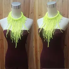 Модные дизайнерские неоновые длинные кисточки ложный воротник и очень красивое ожерелье с кисточкой
