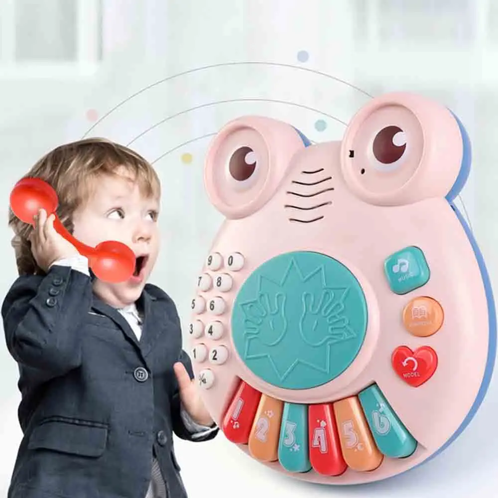 Multi-function Children's Simulation Phone Toy Baby Puzzle Early Education Story Machine Music Hand Drums Electronic Piano Frog | Игрушки