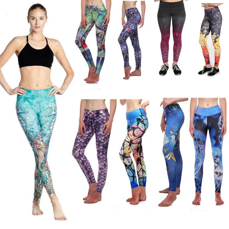 

2018 3D Print Yoga Pants Women Unique Fitness Leggings Workout Sports Running Leggings Sexy Push Up Gym Wear Elastic Slim Pants