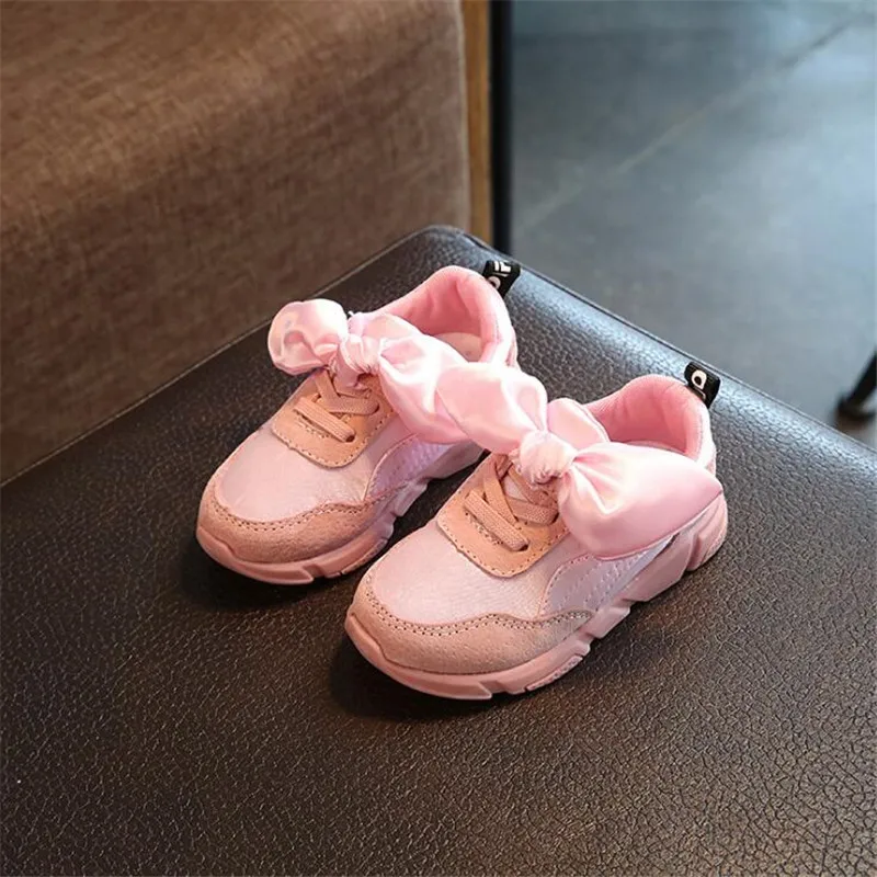Toddler Shoes Bow Decor Brand Girls Kids Sneakers Children Tenis Running Shoes Baby Walking