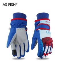 Как рыбы зимние теплые лыжные перчатки дети снегоход варежки Лыжный Спорт сноуборд перчатки ветрозащитный перчатки для девочек и мальчиков из аниме