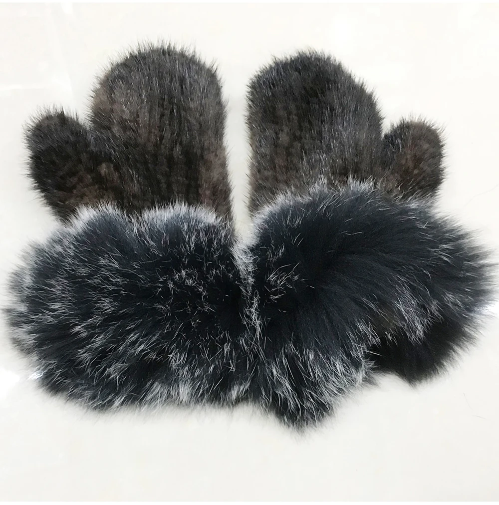 2019 новый стиль женские натуральная норка меховые перчатки вязаные милые женские настоящие норковые меховые перчатки с натуральным лисьим
