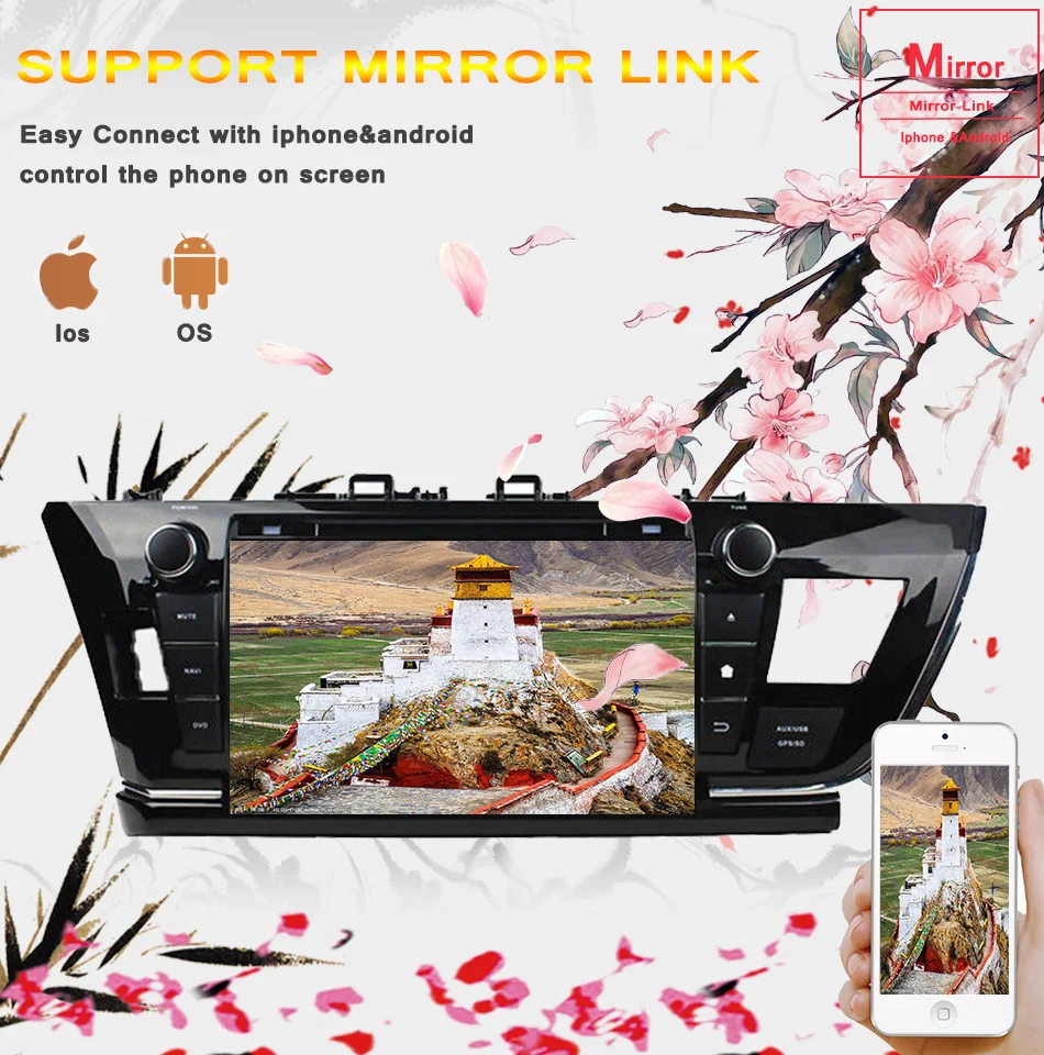 Cheap Octa Core 1024*600 Ram 4GB Android 9.0 car dvd for toyota corolla 2013 2014 2015 2016 car radio gps player head unit navigation 7