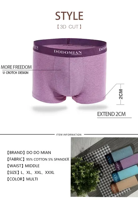 2019 majtki męskie 4Pcslot Bielizna organiczne naturalne bawełniane bokserki mężczyźni sexy bokserki ventilate plus rozmiar bokserki L XL XXL XXXL 4XL -