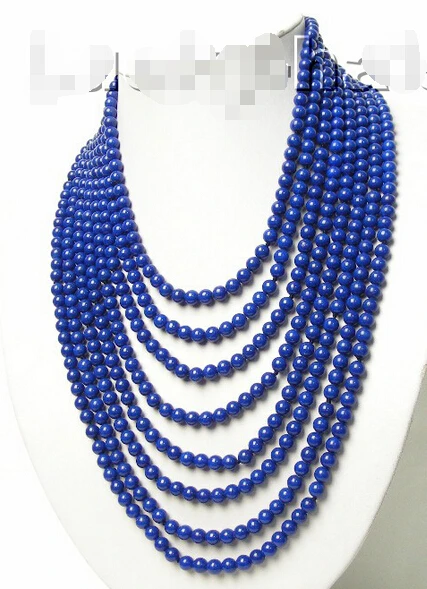 

FREE shipping>>> >>>AAA nature 8row round lapis lazuli necklace 925SS 6.07