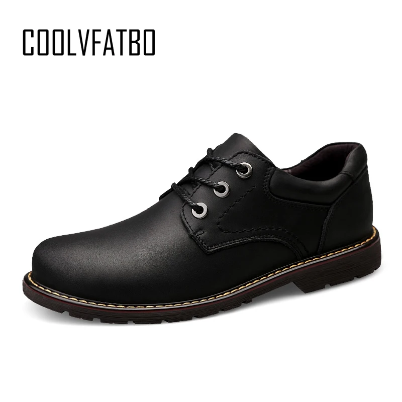 

COOLVFATBO Casual Quality Genuine Leather Boots Men Black Mens Boots Men Dr Martins Men Shoes Work Safety Shoes Plus Size38-47