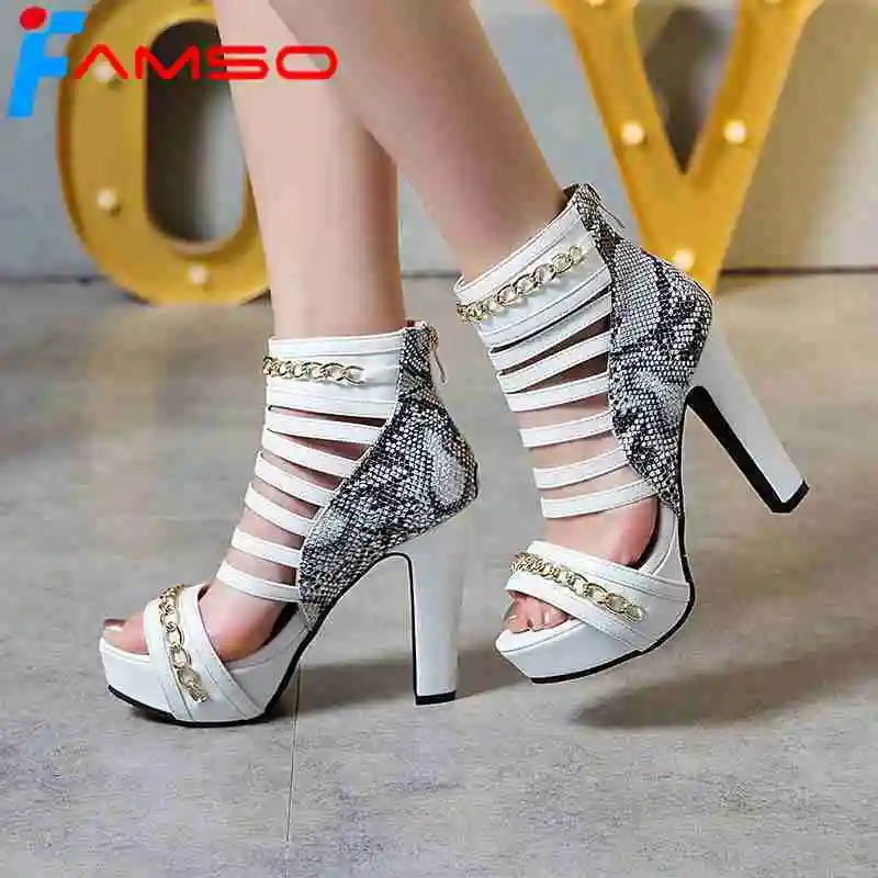 

FAMSO Size34-43 2019 New Women Sandals Peep toe Buckle Cross-Strap High Heels Platforms Red Party Pumps Summer Sexy Work Sandals