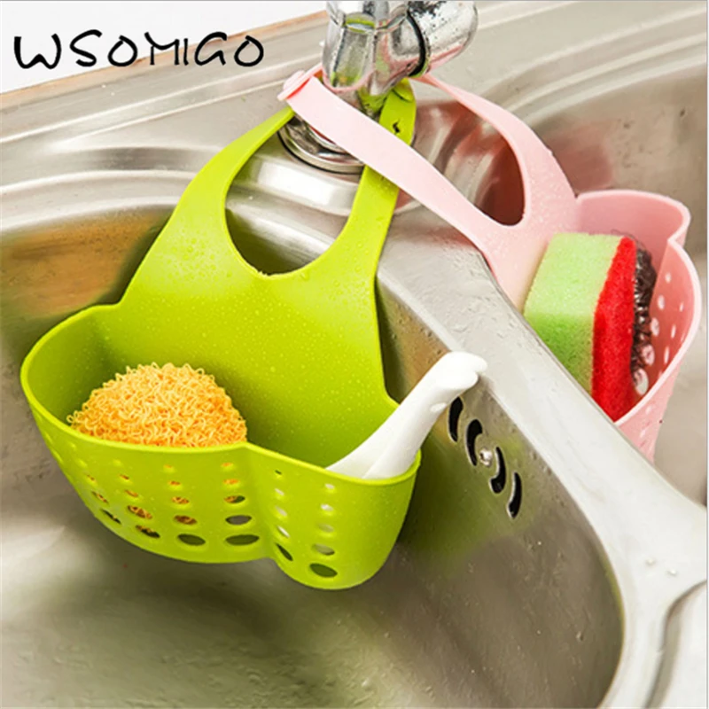 

1pcs Kitchen Accessories Kitchen Sink Drain Storage Basket Hanging Bag Faucet Drainage Gadget - C