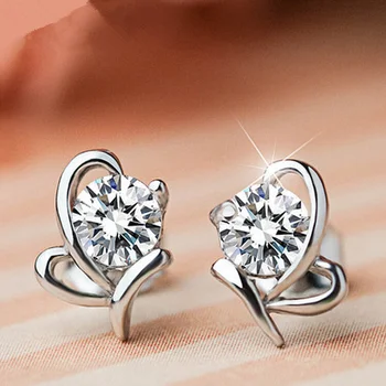 

2019 new The butterfly type sweet S925 Silver Stud Earrings Valentine's Day gift choker fine jewelry free shipping