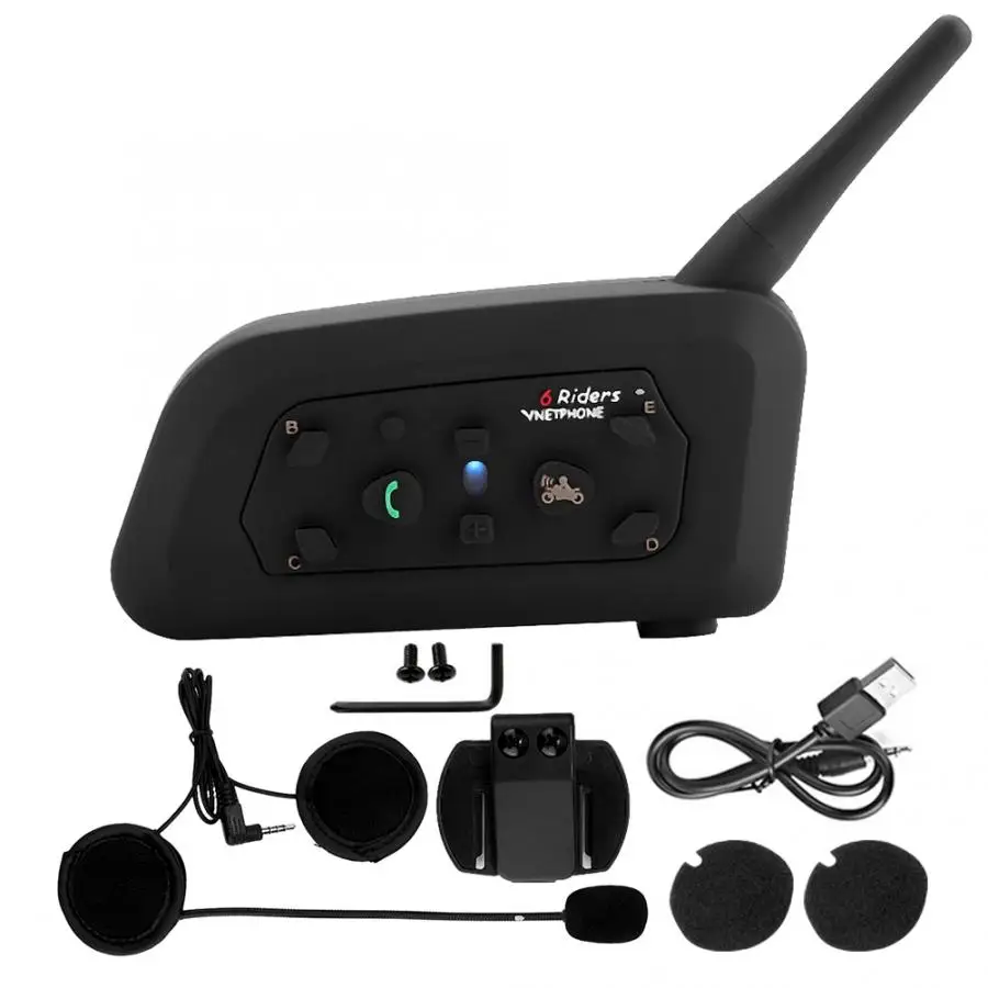 

Universal Motorcycle Helmet Headset V6-1200 Motorcycle Helmet Wireless Bluetooth Intercom Hands Free Headphone for 6 People