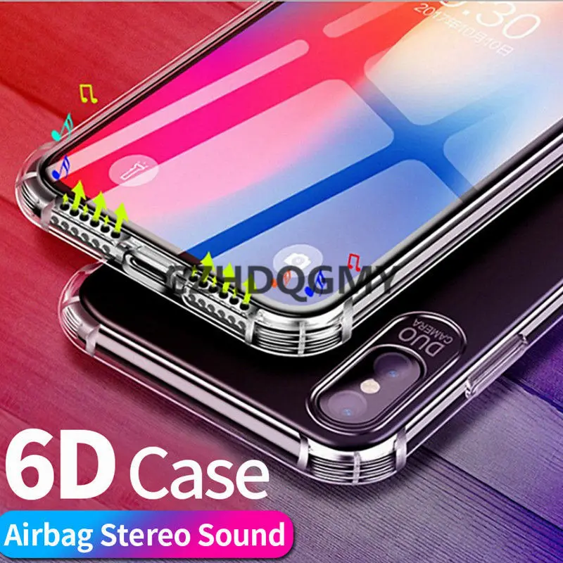 10pcs/lot 6D Stereo Sound Airbag Anti-knock Soft TPU Back Case For iPhone 6 6S 7 8 Plus SE 2 X XS Max XR 11 Pro | Мобильные телефоны