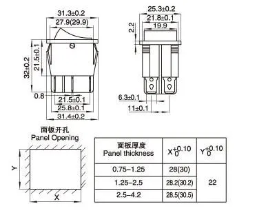 KCD4 25x31 мм большой корабль Тип переключатель красный 4 Pin 2 положения 16A 250V 20A 125VAC ВКЛ-ВЫКЛ кулисный переключатель с Красный светильник