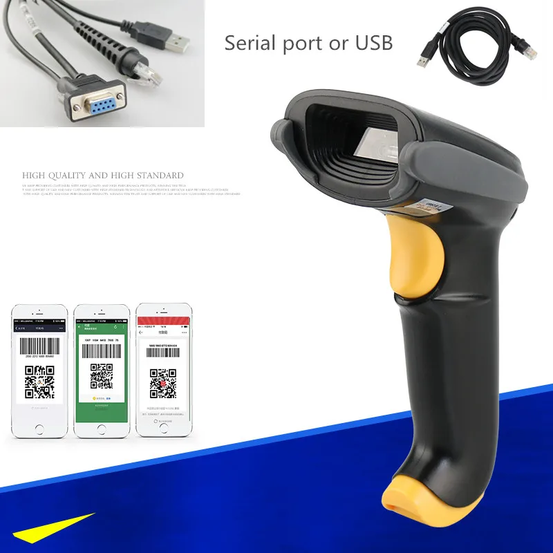 Обновленный 2D QR проводной USB/последовательный лазерный сканер штрих кода