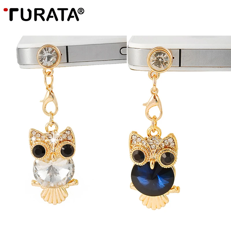 

TURATA Cute Big Eyes Crystal Owl Telephone Mobile Phone Dust Plug Earphone Jack Plugs Suitable for All 3.5mm Headphone Plug