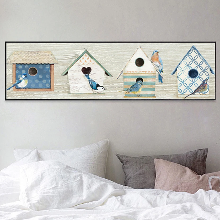 

Nordic Refresh Colorful Birds Nest Canvas Painting Decorative Posters Prints Kids Bedside Home Wall Art Pictures for Bedroom