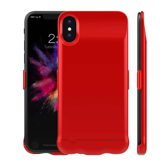 Red KQJYS 5200mAh портативный пластиковый чехол для батареи для iPhone X резервный аккумулятор для iPhone X чехол для батареи - Цвет: Red