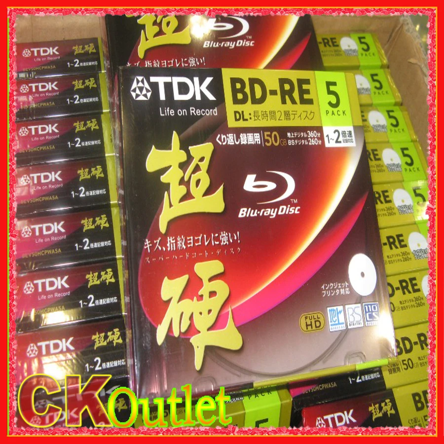100 Original 10pcs/lot Tdk Bluray 50gb Bdre Dl 260min 2x Speed