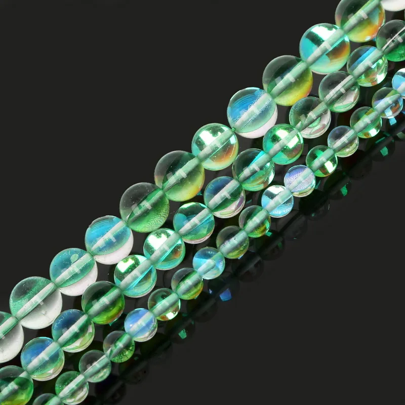 High Quality 6mm 8mm 10mm Green Crystal Beads Synthesis Moon Stone