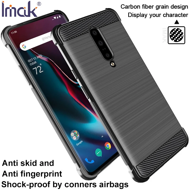 For One Plus 7 Case IMAK Airbag Silicone Soft TPU OnePlus Cover Black Back Phone Protective Shield Shockproof |