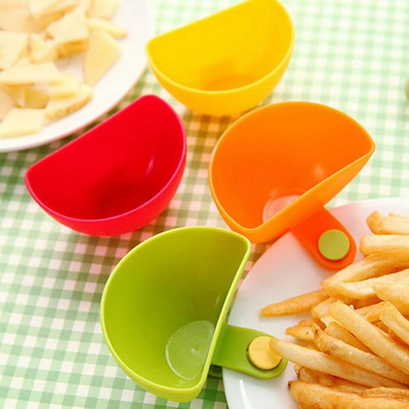 Дешевая 1 шт. разноцветная тарелка для салата с зажимом чашка для кетчупа джема Dip миска блюдце чашка фрукты овощи инструменты посуда кухонные принадлежности