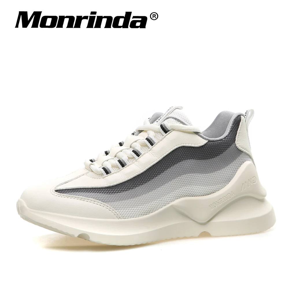 Womens Running Sneakers Height Increasing 5.5CM Breathable Sports Women Shoes Damping Chaussure Homme Sport Jogging Shoe Grey