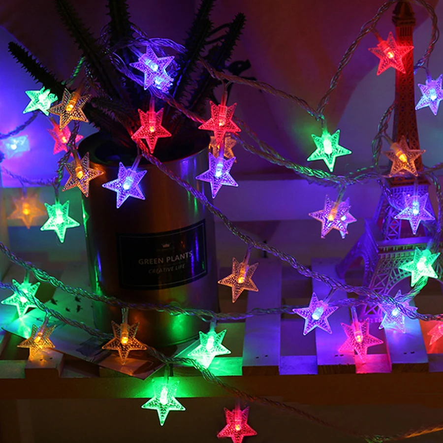 Thrisdar 5M 10M 20M 30M Five pointed Star LED String Fairy Lights Outdoor Christmas Fairy String Light for wedding Party Holiday Thrisdar 5M 10M 20M 30M Five pointed Star LED String Fairy Lights Outdoor Christmas Fairy String Light for wedding Party Holiday