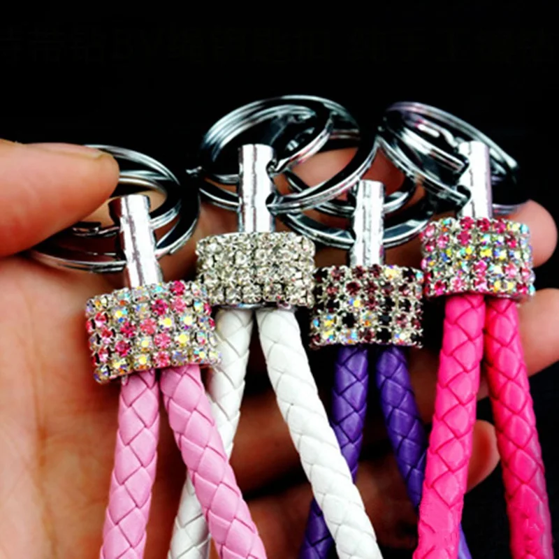 

Braided Leather Cord Keychain Car Key Ring Women Bag Pendant Accessories Gifts