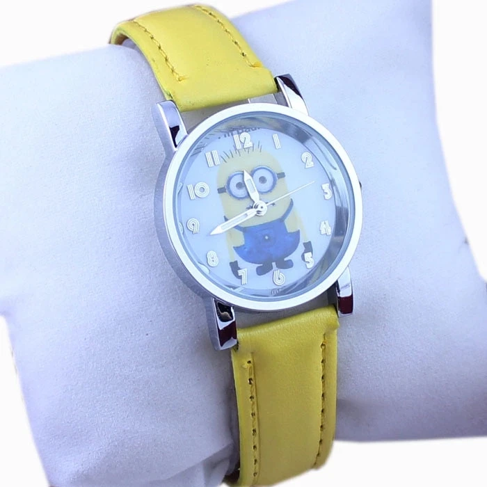 

Cartoon simplified children's students, men's and women's Quartz belt watch, little yellow man, thief, baby daddy, kid's watch.