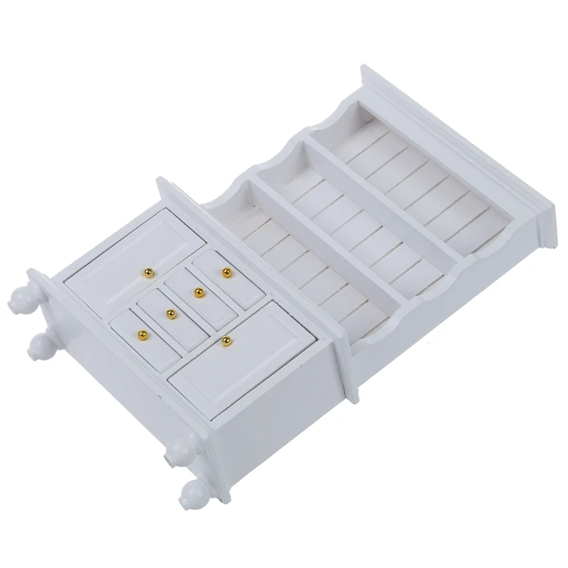 1/12 دمية أثاث مصغر متعددة الوظائف الخشب مجلس الوزراء خزانة الأبيض