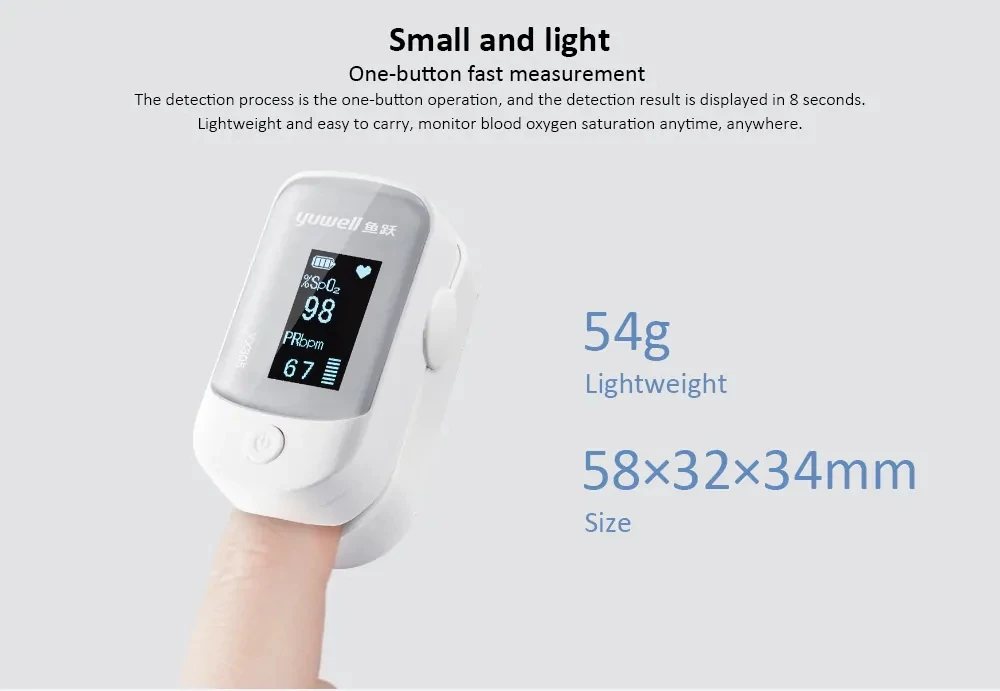Oiginal xiaomi Yuwell YX305 YX303 Digital Fingertip Pulse Oximeter OLED screen Care for health High-speed sensor Auto power off (7)