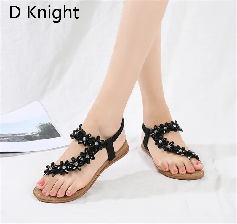 Boho Women Shoes Comfort Sandals Summer Fashion Crystal Flip Flops High Quality Flat Sandals Gladiator Sandalias Plus Size 42  (16)