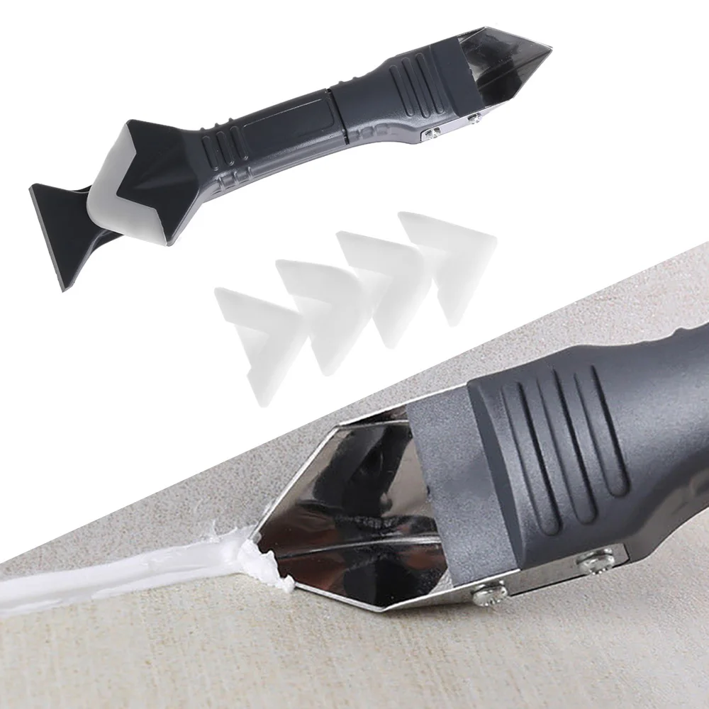 

3 in 1 Sealant Angle Scraper Silicone Grout Caulk Tool Kit Set Remover Spreader Spatula Cement Kitchen Window Cleaner