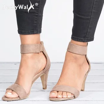

Women Sandals Mid Heel Open Toe Summer Shoes 5CM Heels Sandals Female Plus Size 43 Sandalias Mujer Thin Heel Shoes Woman WSH3340