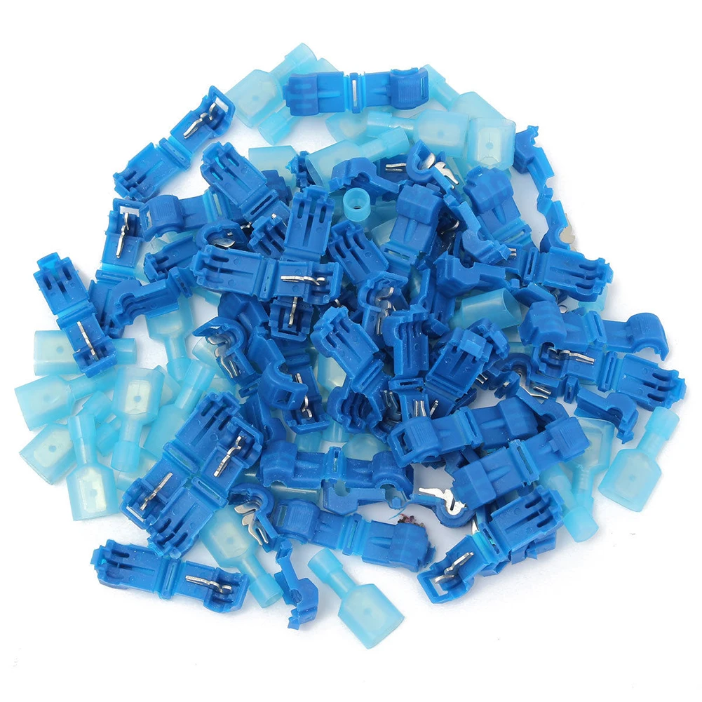 

50Pair Set T-Tap/Male Insulated Terminal Quick Splice Wire Connectors 22-10 AWG blue