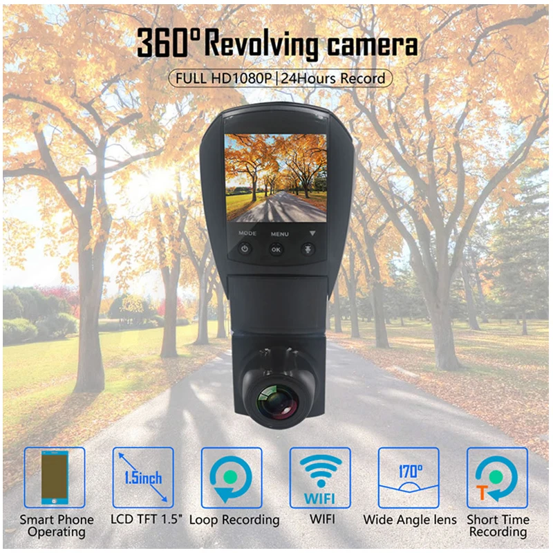 

2018 new 360 degree Recorder HD Car Dash Camera WiFi Connection Cam