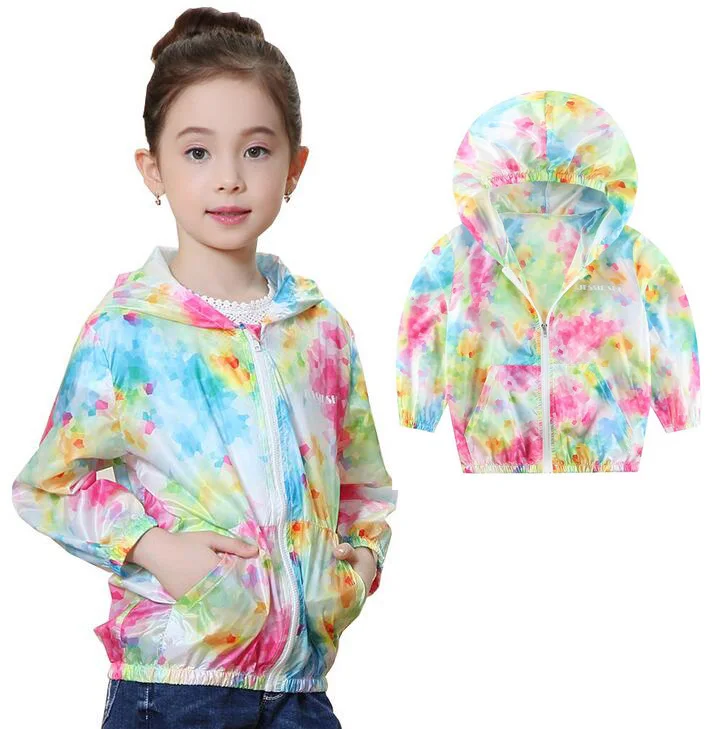 Summer Girls Thin Outwear Coats Sun Protection Colorful Print New