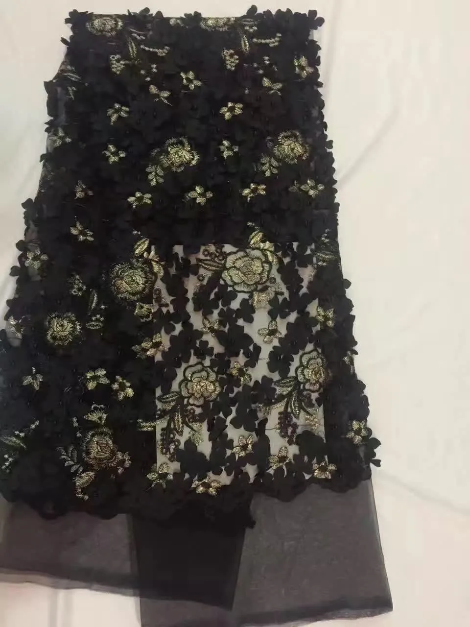 African Pearl stone High Quality Net Lace French Voile Guipure tulle mesh Fabric For dress with beads in black HY29-974 | Дом и сад